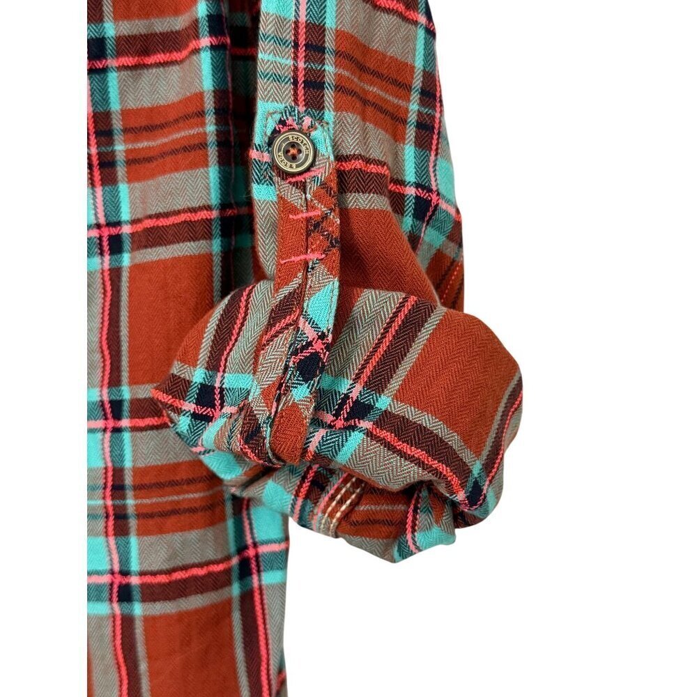 Scotch & Soda Women's Plaid Flannel Button Down Shirt Roll Tab Sleeves Size S - Picture 8 of 14